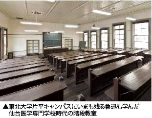 東北大学片平キャンパスにいまも残る魯迅も学んだ仙台医学専門学校時代の階段教室