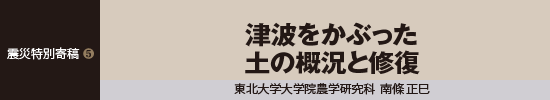 震災特別寄稿5　津波をかぶった土の概況と修復　東北大学大学院農学研究科　南條 正巳